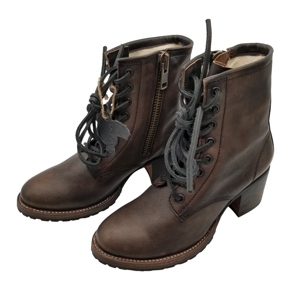 Freebird Cavalier Boot Women 7 Brown Leather Lace Up Distressed Ankle Boot